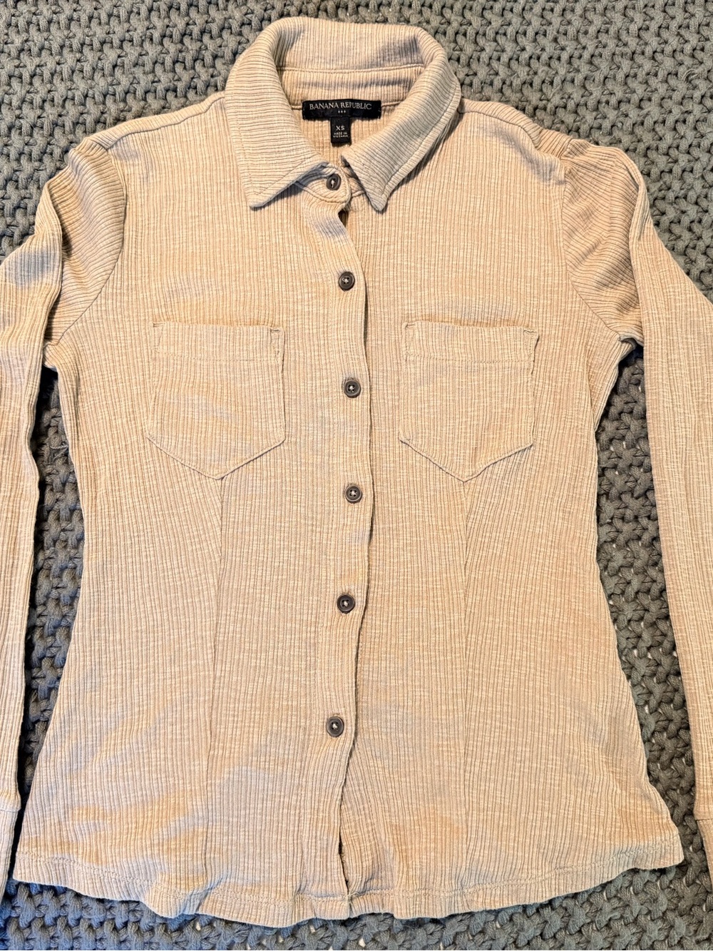 Banana Republic tan Ribbed Button-Front Women's Shirt